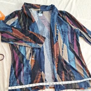 Geometric Pattern Open-Front Cardigan